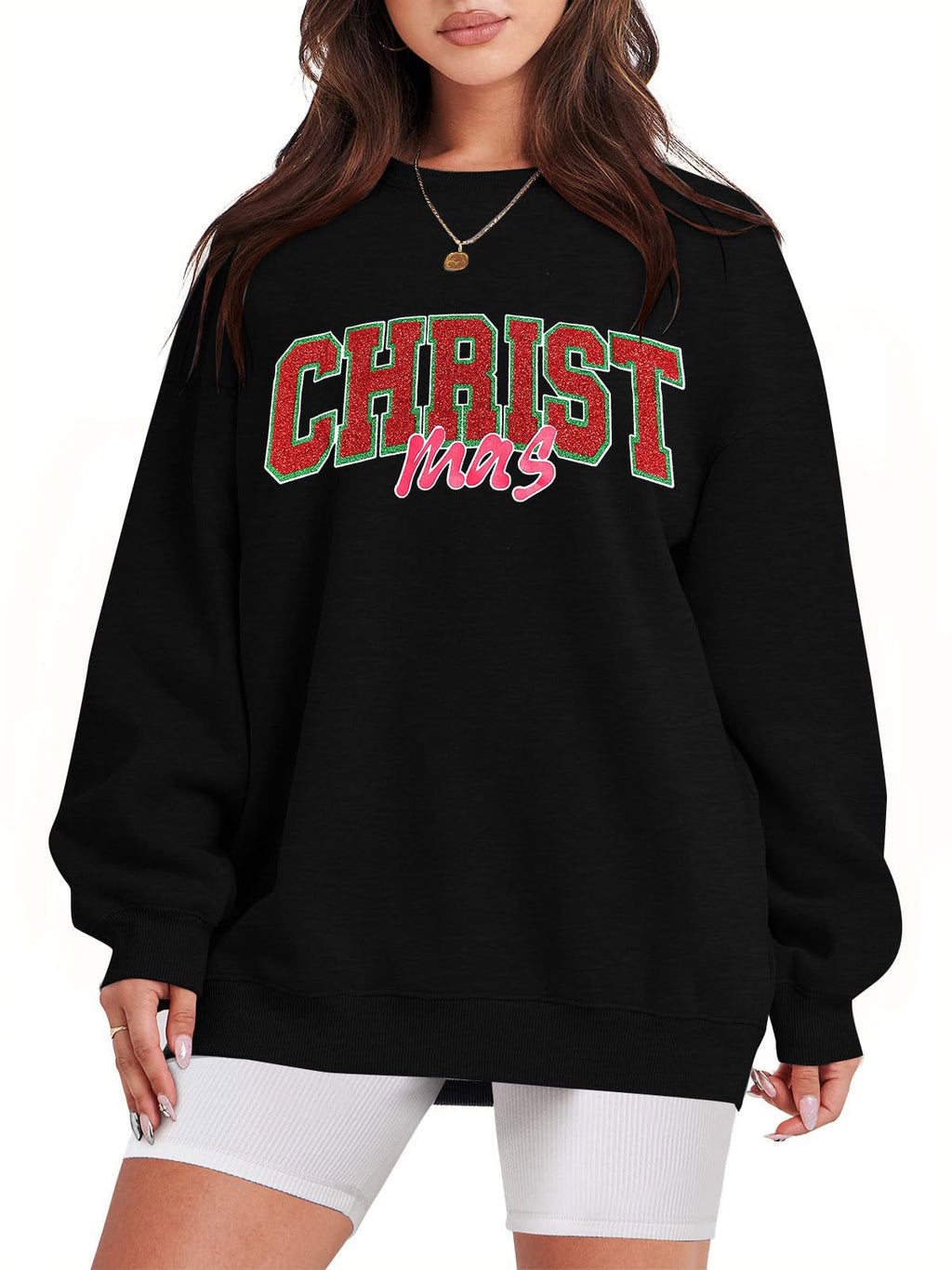 Women's Sequin Christmas Sweater – Festive Letter Print Pullover